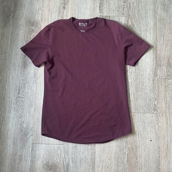 Bylt Shirt Mens Large Lux Drop Cut Maroon Athleisure Performance Stretch Gym L - Picture 1 of 6